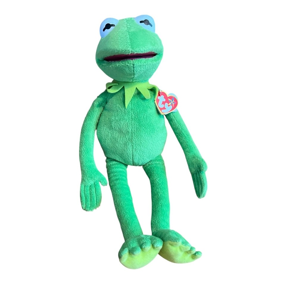 Ty Beanie Buddies Kermit the Frog‎ Plush Muppets Disney Green 16 inch